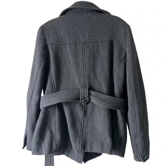 KENNETH COLE REACTION | Belted Gray Cotton Blend Breathable Peacoat Size L - Picture 2 of 8
